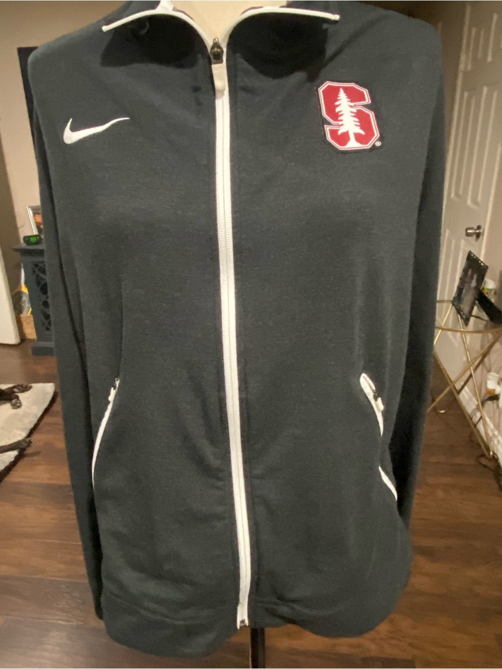 Nike Black Stanford Full-Zip Jacket with White Trim